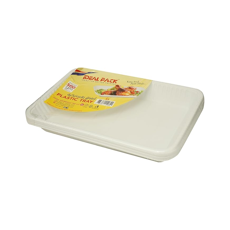 Plastic Tray, V4, 500gm, 27x18.5cm, White
