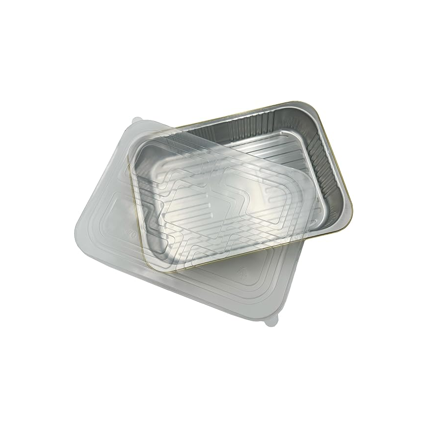 4600 ml Golden Aluminium Rectangular Food Container with Lid – 1 Pc