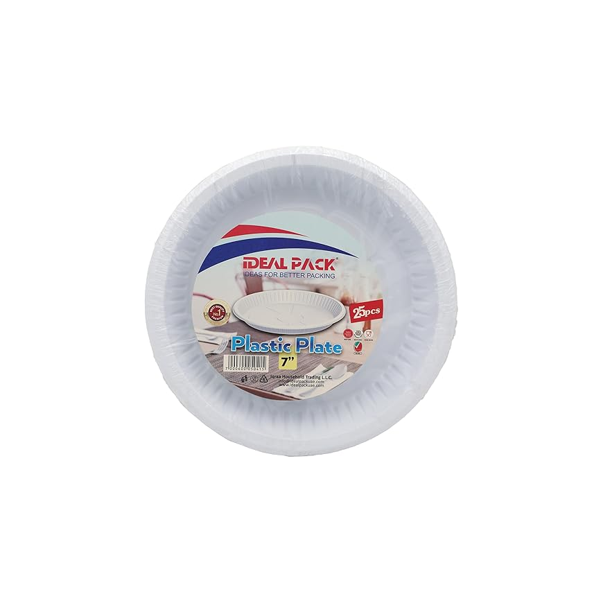 7-Inch Plastic Plates | Small Round Plates for Snacks, Salads, and Desserts
