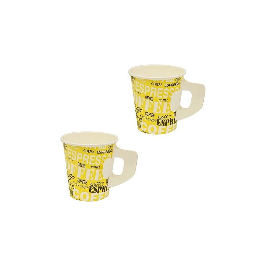 Paper Cups 7oz Printed with Handle - 50 Pcs per Pack | Disposable Cups for Coffee, Tea & Espresso - Ideal for Office, Events & Parties Main image
