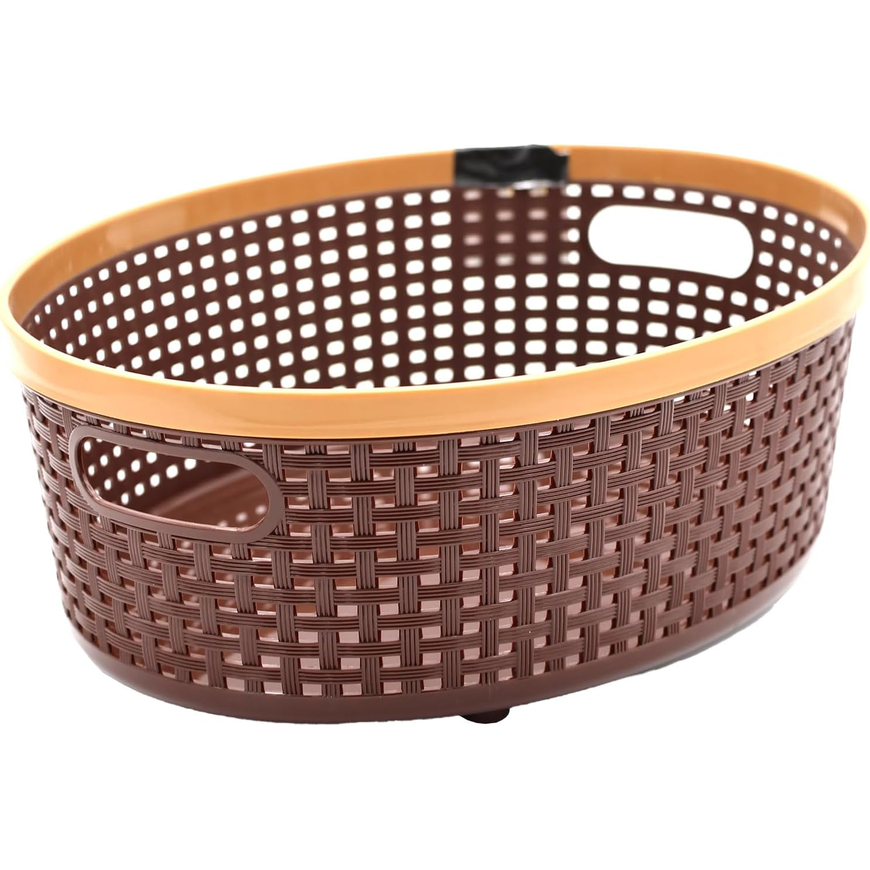 Nakoda Coco Oval Shape Plastic Storage Basket with Lid