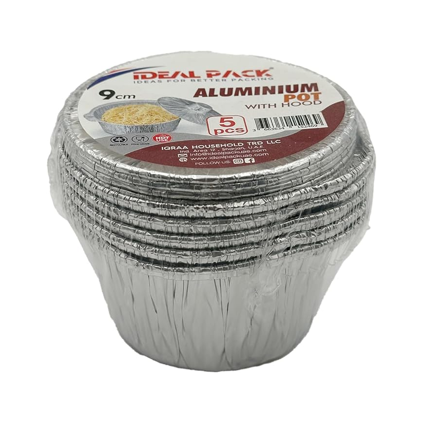 Aluminium Pots with Lids – 5 Pack | 9 cm Mini Cooking Pots with Hood