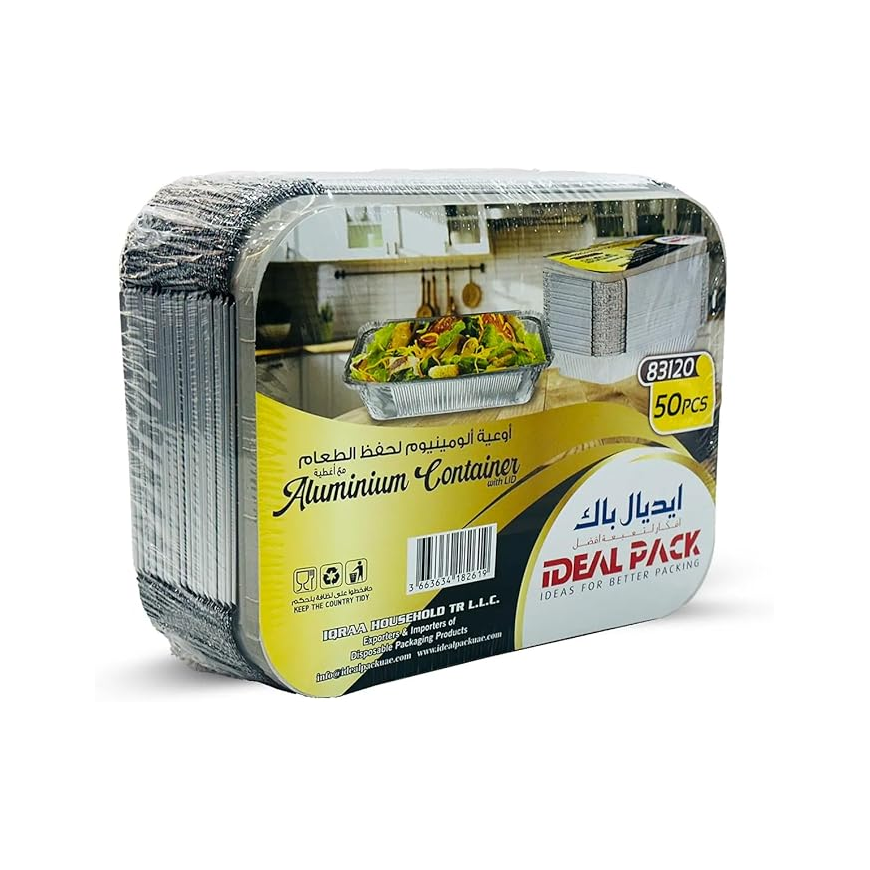 disposable Aluminium Foil food Container with lid 83120 , 50 pcs