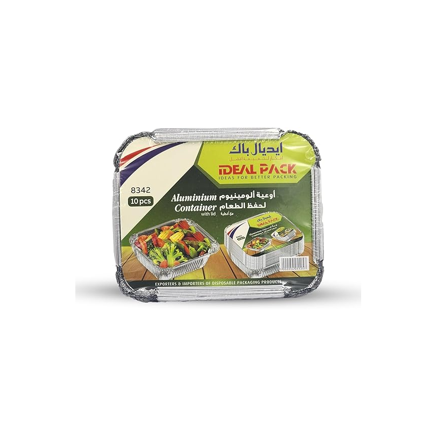 Aluminium - Container - with Lid -8342 [10 pcs] Lunch Box- Storage box