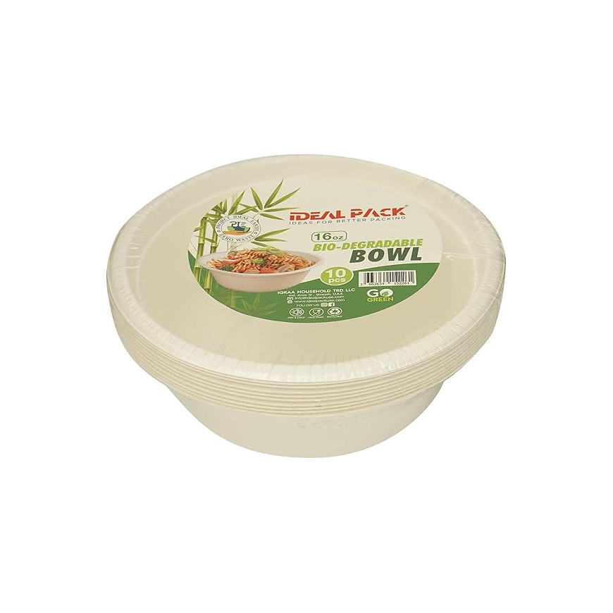 Bio Degradable Bowl, 16oz, Pack of 10pcs, Main image