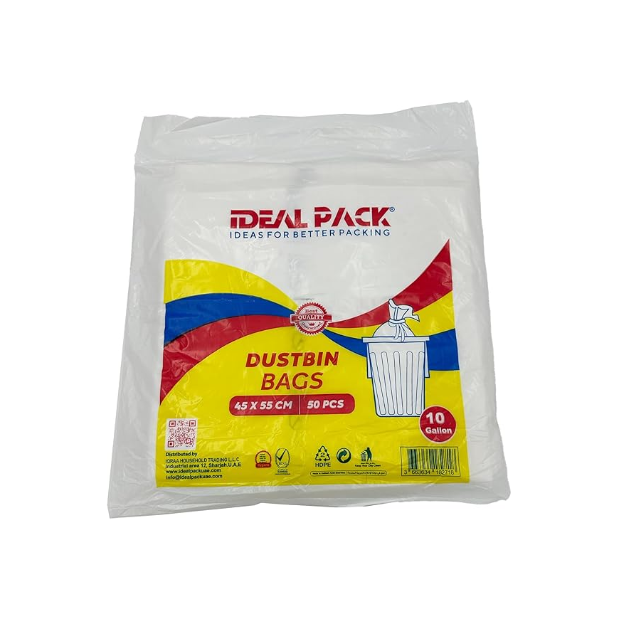 White Dust Bin Bags – 10 Gallon | 45 x 55 cm | 50 Pieces