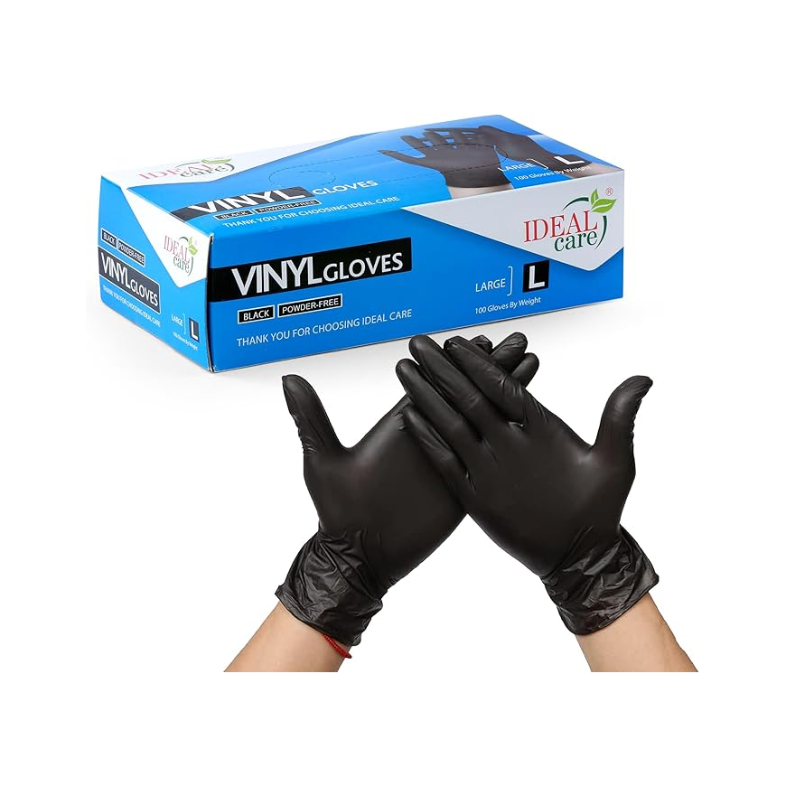 Powder Free Vinyl Gloves Black large