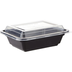 Black Base Rectangular Food Containers with Lids – 5 Pack | 12 oz