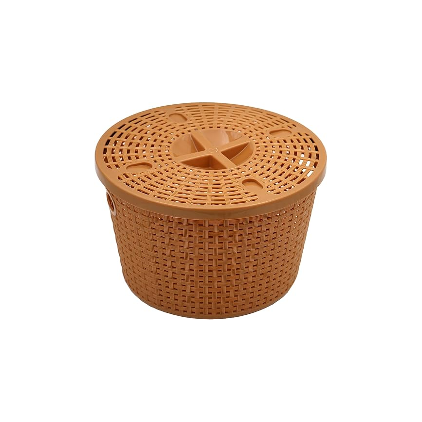 Nakoda Coco Round Shape Plastic Storage Basket with Lid