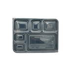 Black Base Rectangular 6-Compartment Food Containers with Lids – Pack of 5