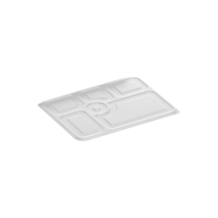 Black Base Rectangular 6-Compartment Food Containers with Lids – Pack of 5