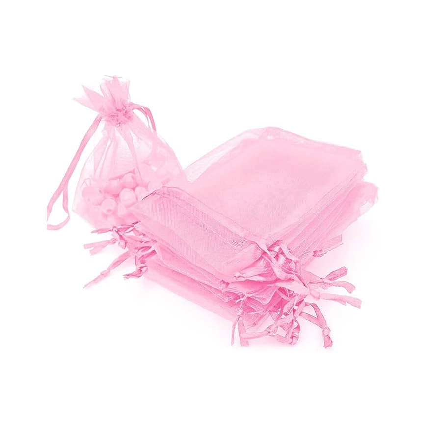 Ideal Pack 50pcs Pink Organza Bags, 5x7 cm