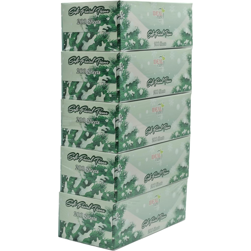 IDEAL Care Premium Soft Facial Tissue – 5 Pack Family Bundle – 200 Sheets Per Box (1000 Sheets Total)