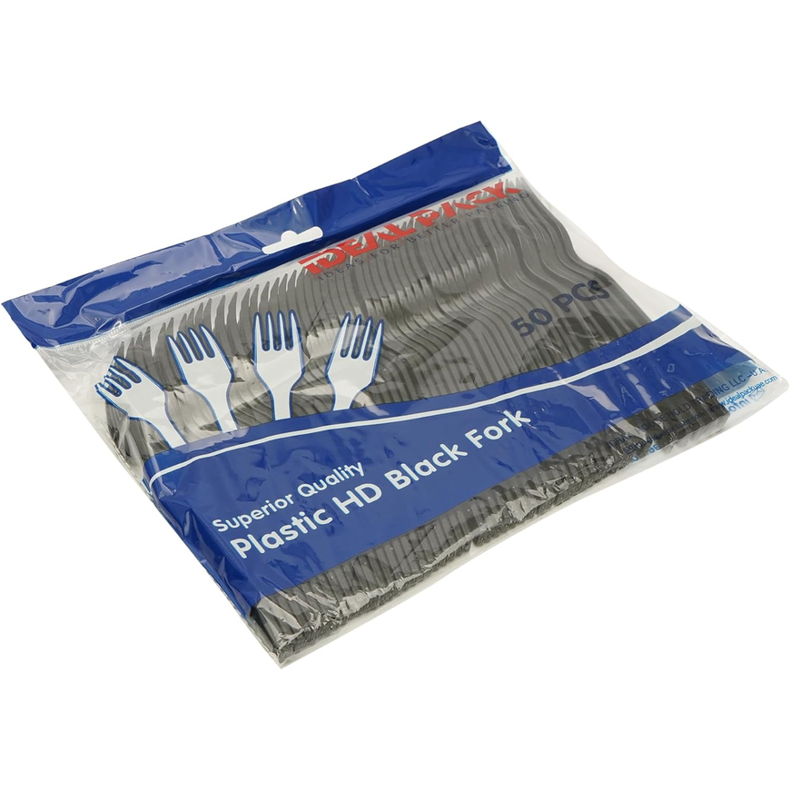 Quality Plastic Hd Black Fork, Pack of 50pcs, Black Cutlery