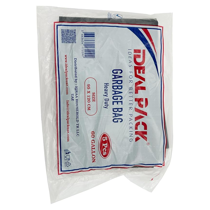 Black Garbage Bags – 60 Gallon | 95 x 120 cm | 5 Pack