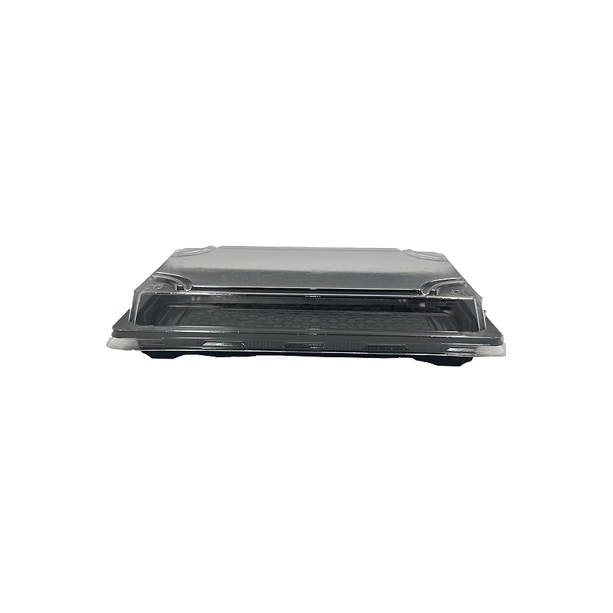 Black Base Sushi Container - 215x136x21mm Base with Lid, 5 Pieces - SC03