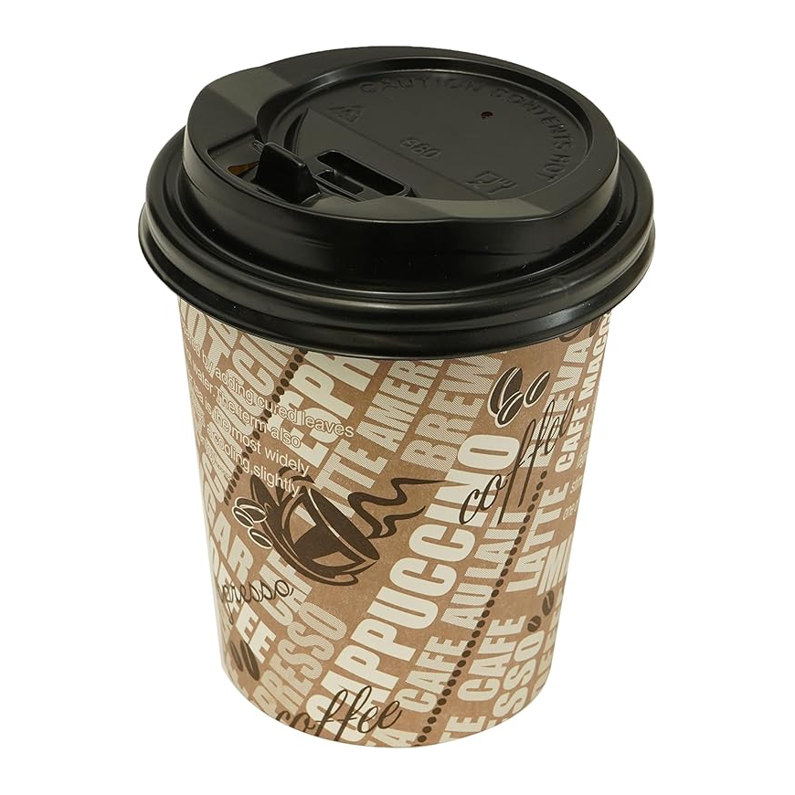 Single Wall Paper Cup with Lid, 8oz, Pack of 10pcs, Multicolor Secondary image