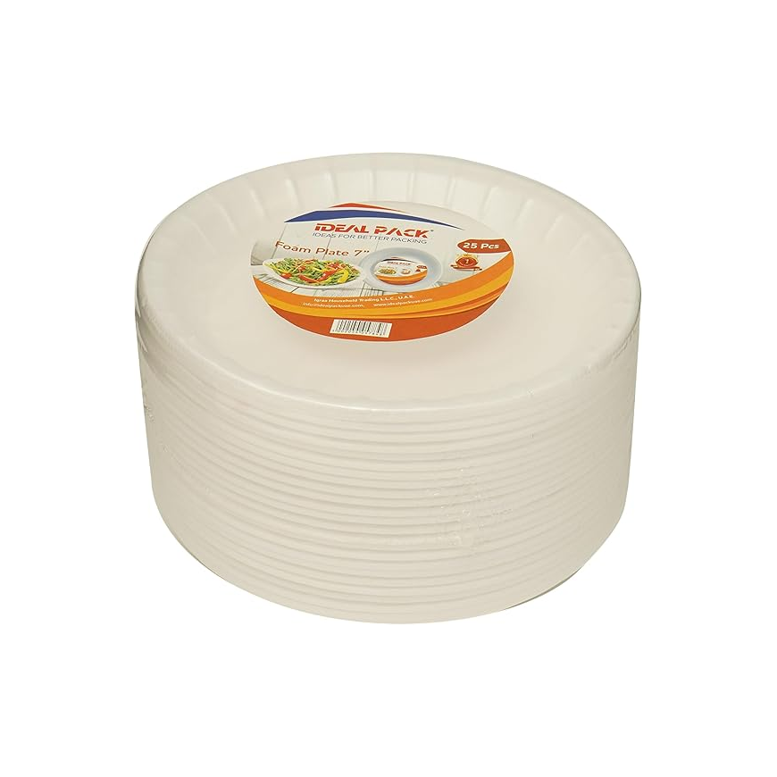 Foam Plate, 7inch, Pack of 25pcs, White Main image