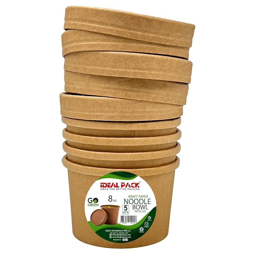 Kraft Paper Noodle Bowl With Lid