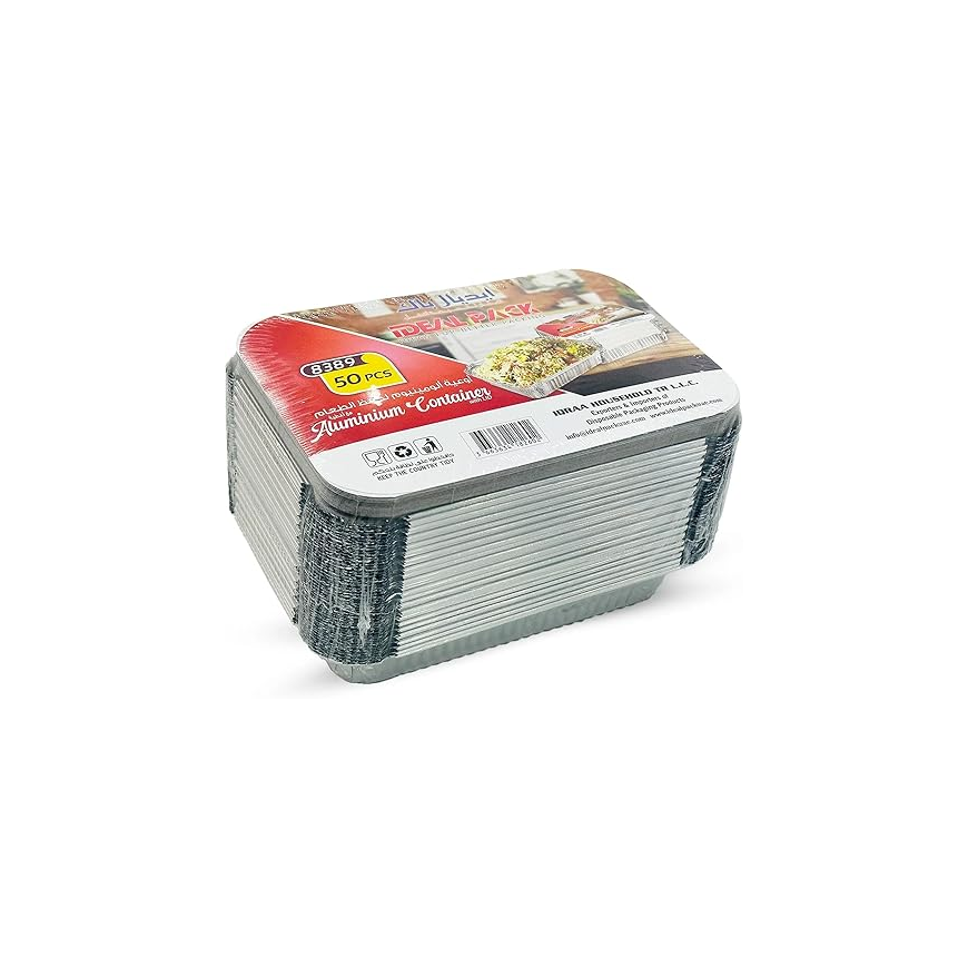 Disposable Aluminium foil food Container With Lid8389-50 PCS Main image