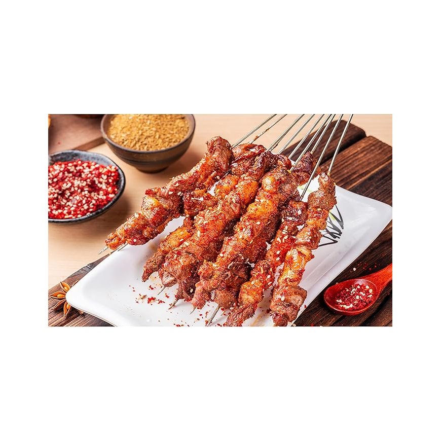Premium Stainless Steel BBQ Skewers Set with Wooden Handles