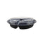 Black Base 3-Compartment Round Container 48 oz 10 Pieces