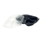 3-Compartment Black Microwavable Containers – Wholesale