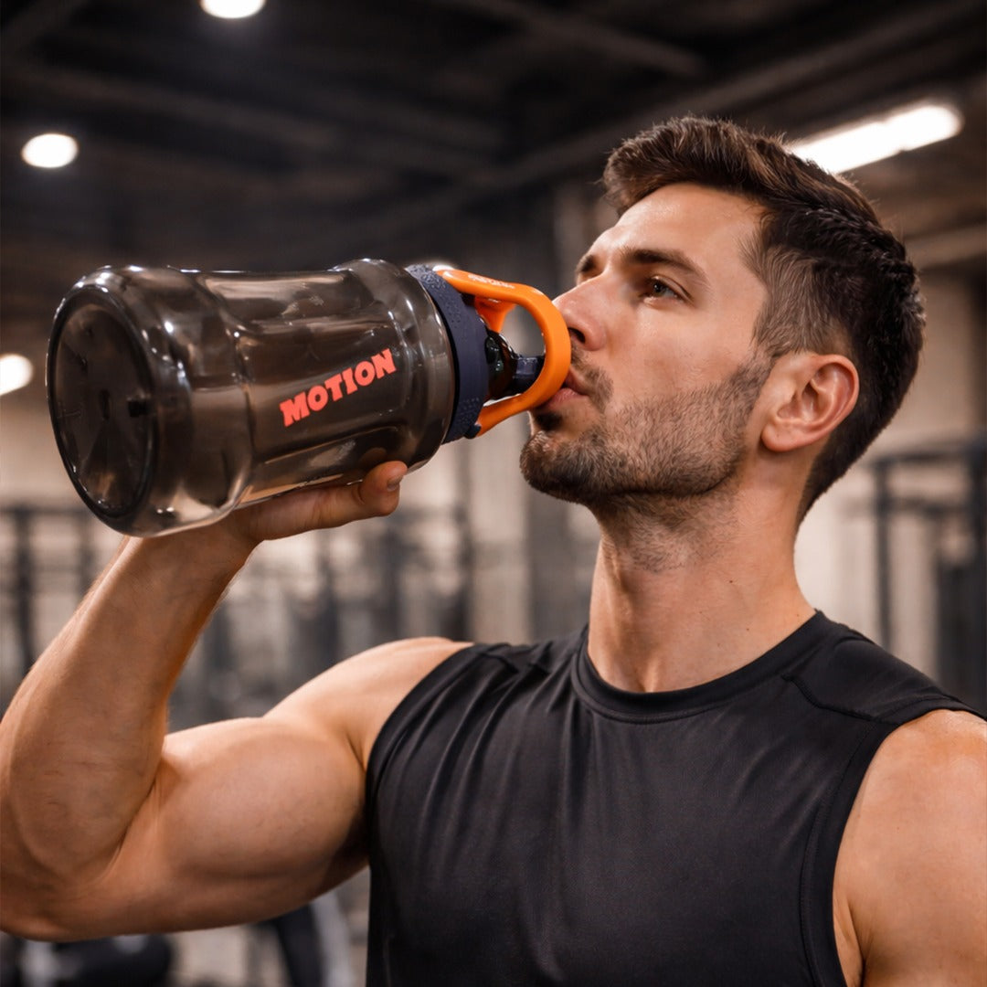 Reusable Gym Water Jug with Measurement Markings, Leakproof Lid & Portable Grip for Fitness, Gym, Outdoor, Travel & Daily Hydration
