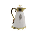 Luxury Arabic Coffee Thermos Flask – Elegant White & Gold Vacuum Insulated