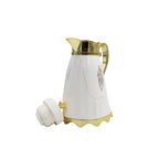 Luxury Arabic Coffee Thermos Flask – Elegant White & Gold Vacuum Insulated