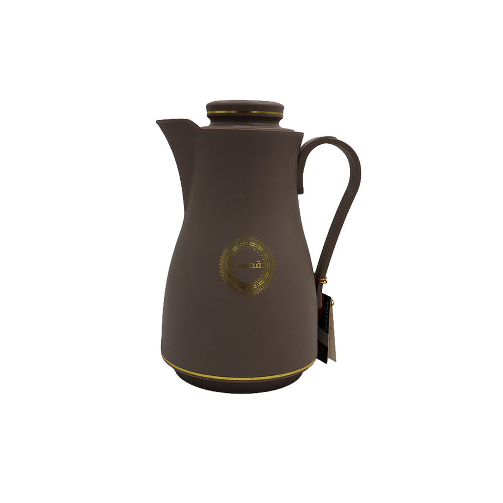 Luxury Arabic Coffee Thermos Flask – Brown & Gold Vacuum Insulated Coffee Pot for Arabic Coffee, Tea & Hot Beverages