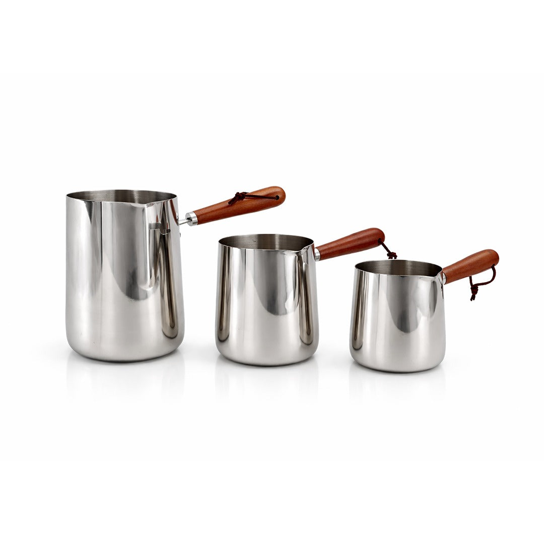 Stainless Steel Milk Pot with Wooden Handle