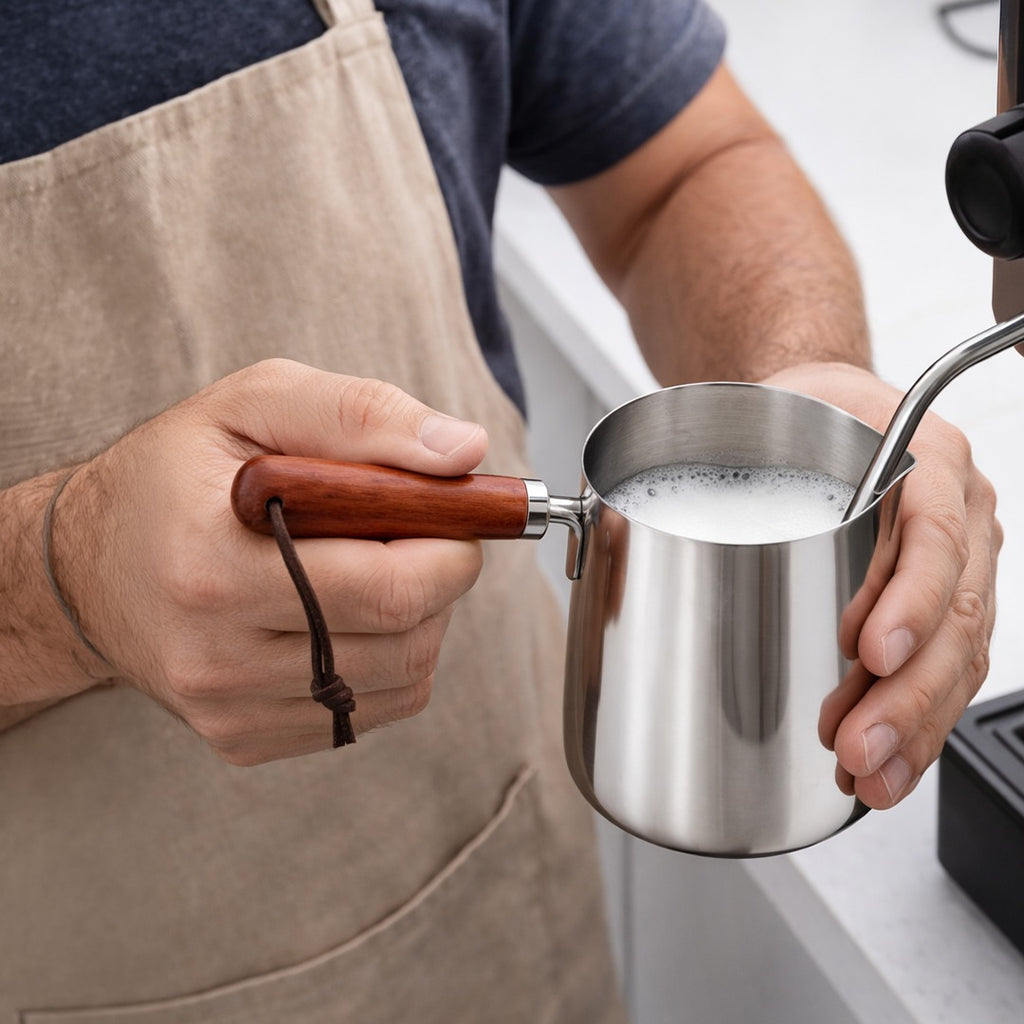 Stainless Steel Milk Pot with Wooden Handle