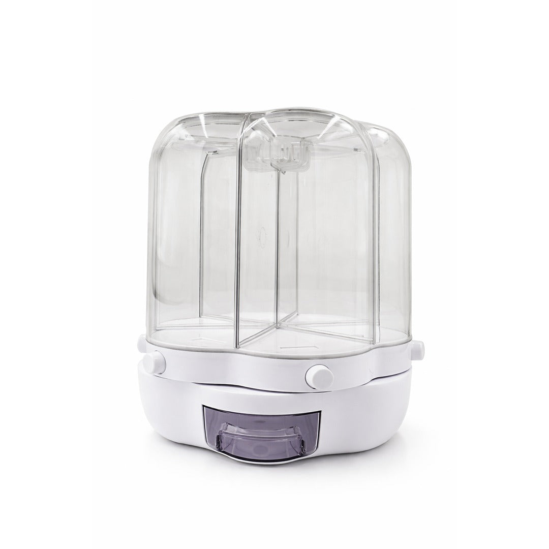 360° Rotating Dry Food Dispenser with Transparent Cover & Storage Compartments Main image