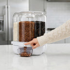 360° Rotating Dry Food Dispenser with Transparent Cover & Storage Compartments