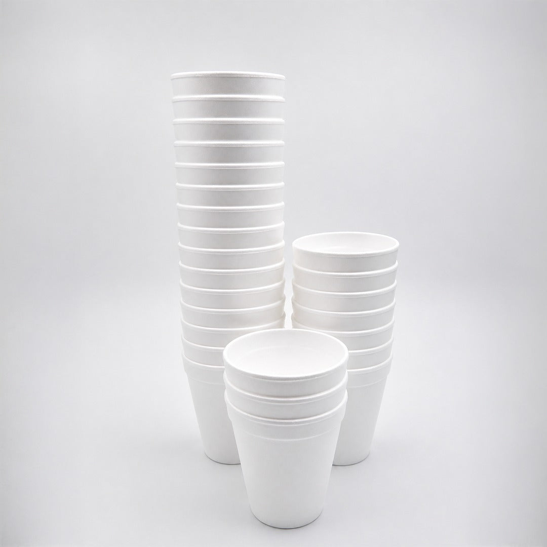 6 oz Foam Cups Disposable – White Cups for Hot & Cold Beverages, Lightweight Insulated Drinking Cups for Tea, Coffee, Juice, Party & Office Use