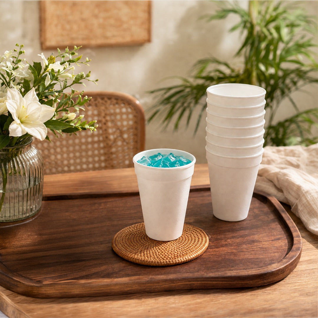 6 oz Foam Cups Disposable – White Cups for Hot & Cold Beverages, Lightweight Insulated Drinking Cups for Tea, Coffee, Juice, Party & Office Use