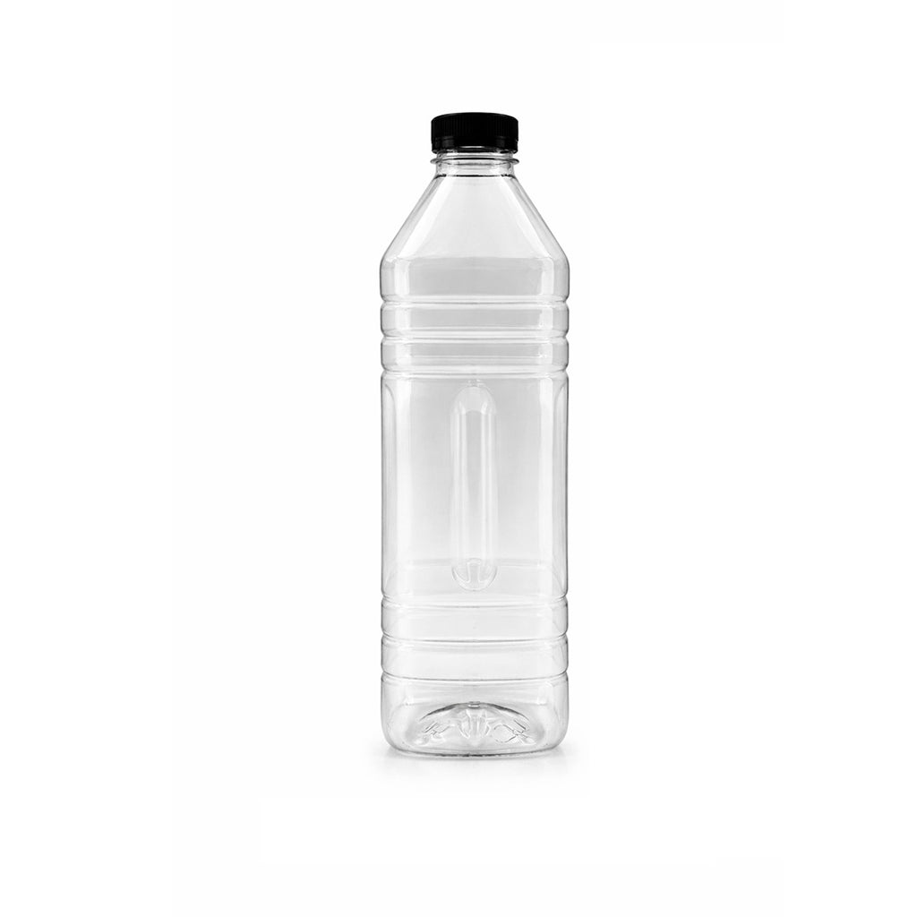 Premium 200ml Transparent Plastic Bottle with Black  Cap Pack of 10