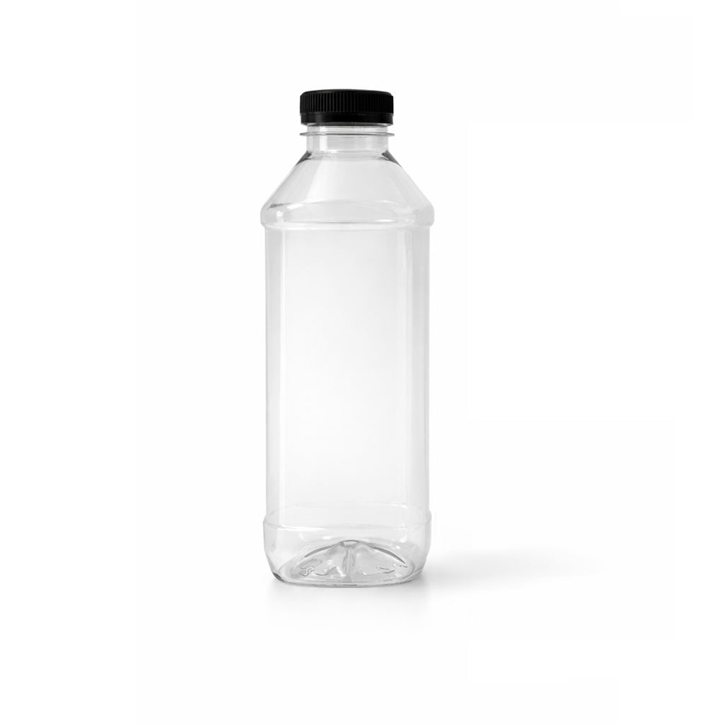 Premium 200ml Transparent Plastic Bottle with Black  Cap Pack of 10