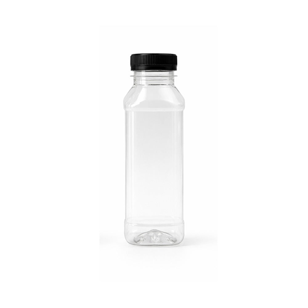Premium 200ml Transparent Plastic Bottle with Black  Cap Pack of 10