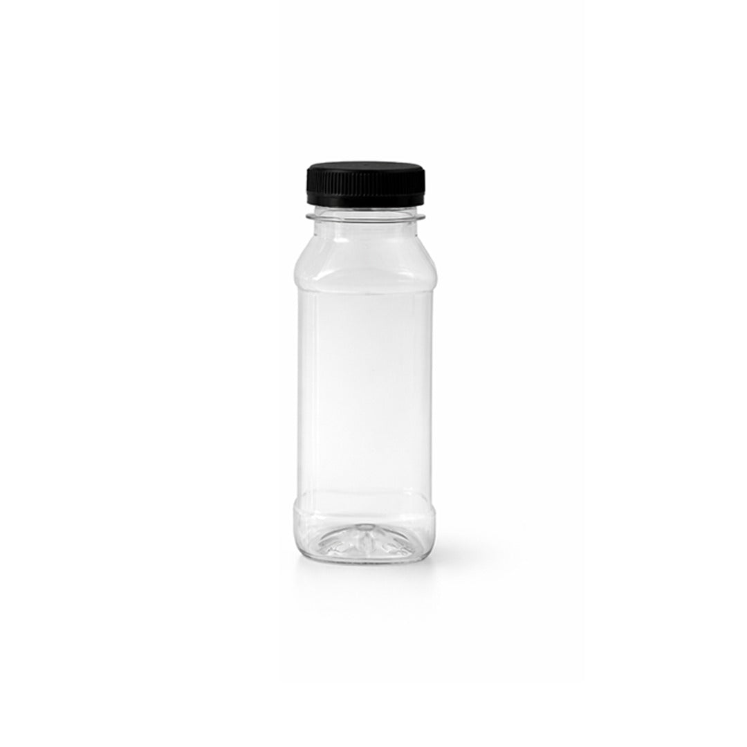 Premium 200ml Transparent Plastic Bottle with Black  Cap Pack of 10