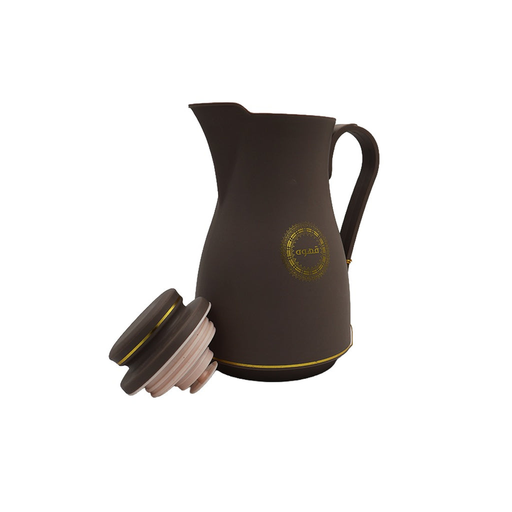 Luxury Arabic Coffee Thermos Flask – Brown & Gold Vacuum Insulated Coffee Pot for Arabic Coffee, Tea & Hot Beverages