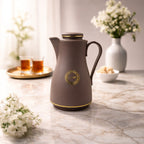 Luxury Arabic Coffee Thermos Flask – Brown & Gold Vacuum Insulated Coffee Pot for Arabic Coffee, Tea & Hot Beverages