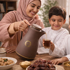 Luxury Arabic Coffee Thermos Flask – Brown & Gold Vacuum Insulated Coffee Pot for Arabic Coffee, Tea & Hot Beverages