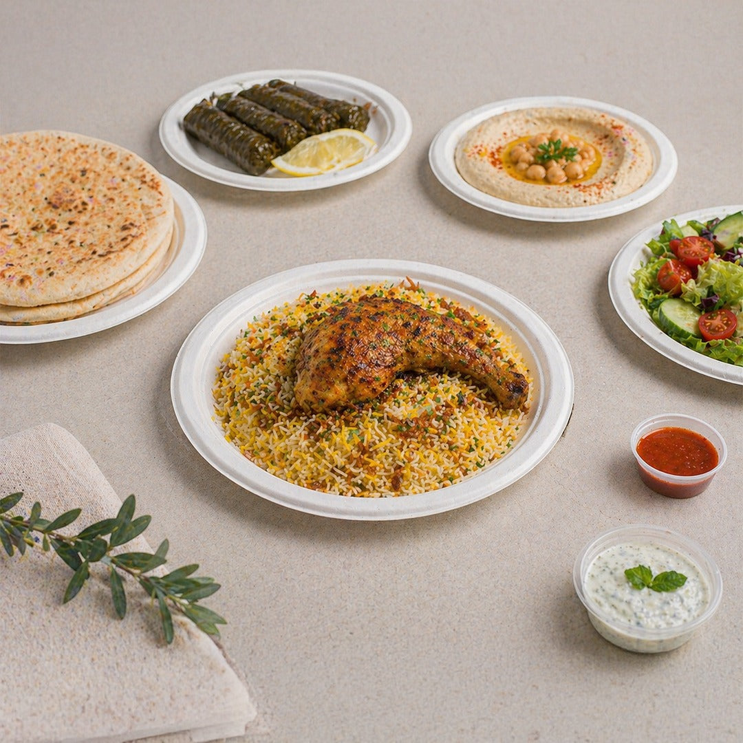 7 Inch Bio-Degradable Plates – Eco-Friendly Round Serving Plates for Food, Strong & Lightweight Plates for Parties, Catering, Picnics & Daily Use available in 10,25,50 pcs