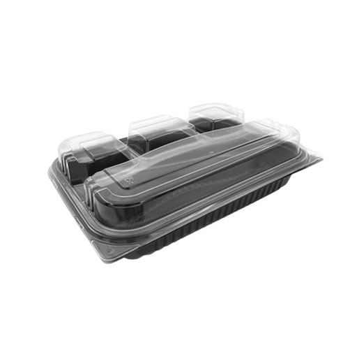 Rectangular Black Sushi Trays with PET Lids – Wholesale