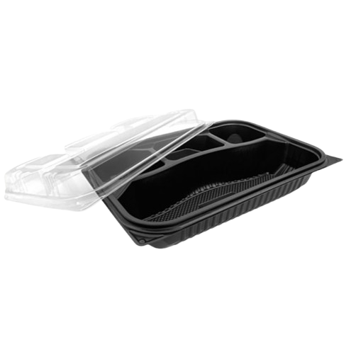 Rectangular Black Sushi Trays with PET Lids – Wholesale