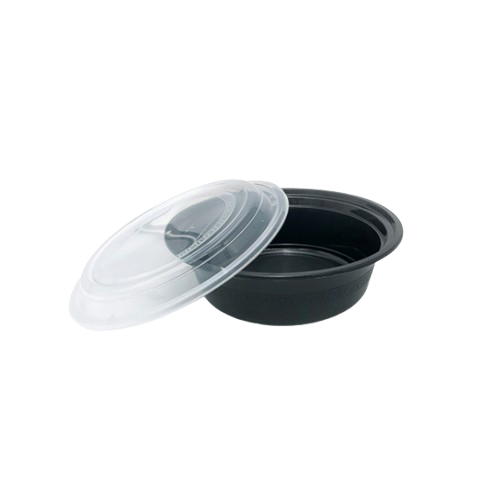 Black Round Microwavable Bowls with Lids – Bulk Supply
