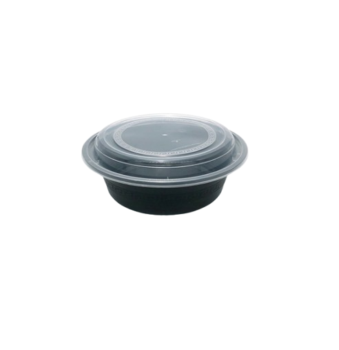 Black Round Microwavable Bowls with Lids – Bulk Supply Secondary image