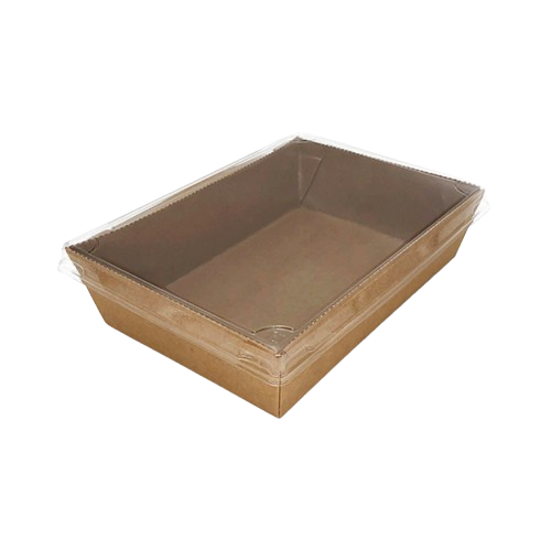 Kraft Paper Catering Boxes with PET Lid – 400 Pack Bulk Main image